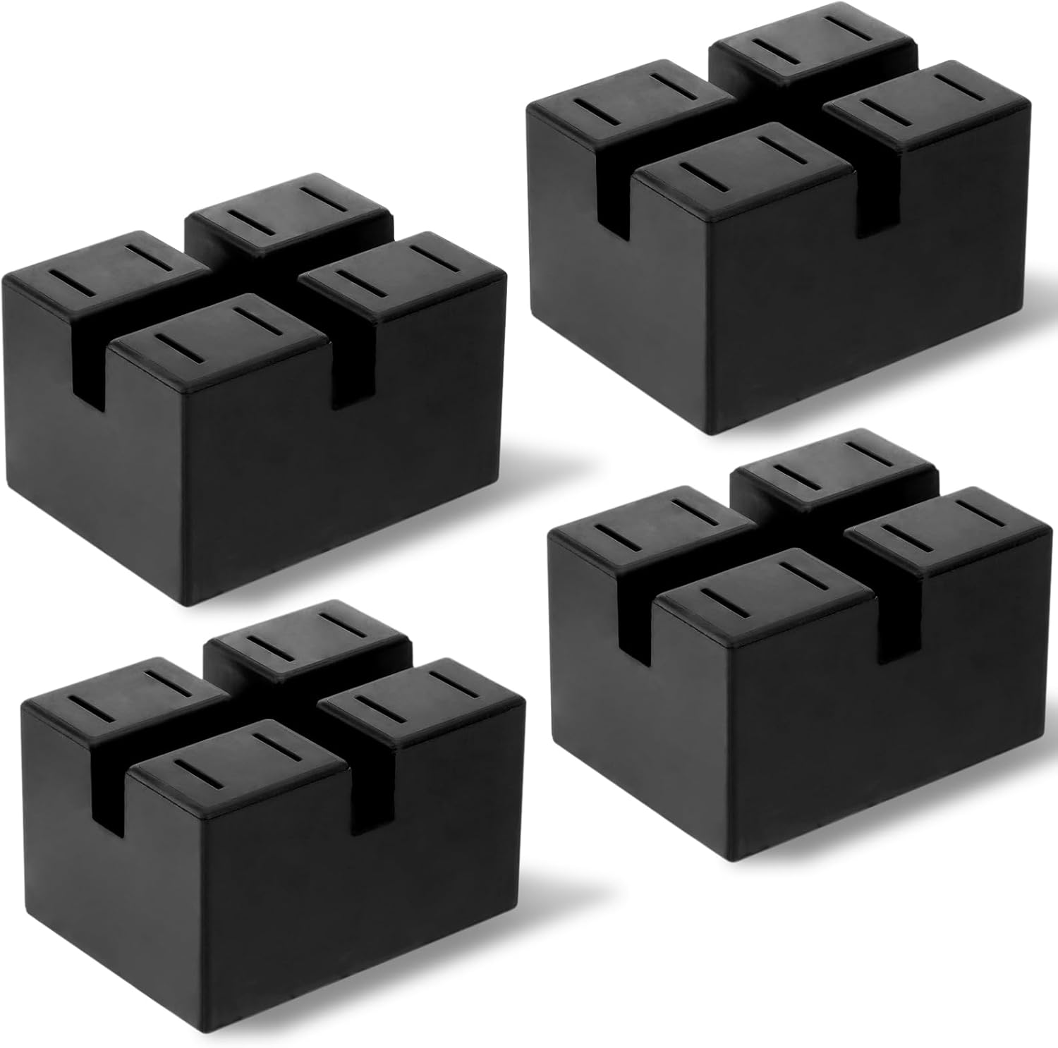 4 Pack Pinch-Weld Blocks, Solid Rubber Auto Lift Jack Stand Pad, Weld Frame Guide Rail Protector Blocks for Car Lifts, Jacks and Racks, 3 Ton Loading Capacity, 4" x 3" x 2-2/5"
