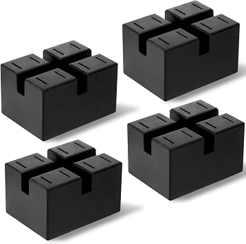 4 Pack Pinch-Weld Blocks, Solid Rubber Auto Lift Jack Stand Pad, Weld Frame Guide Rail Protector Blocks for Car Lifts, Jacks and Racks, 3 Ton Loading Capacity, 4" x 3" x 2-2/5"