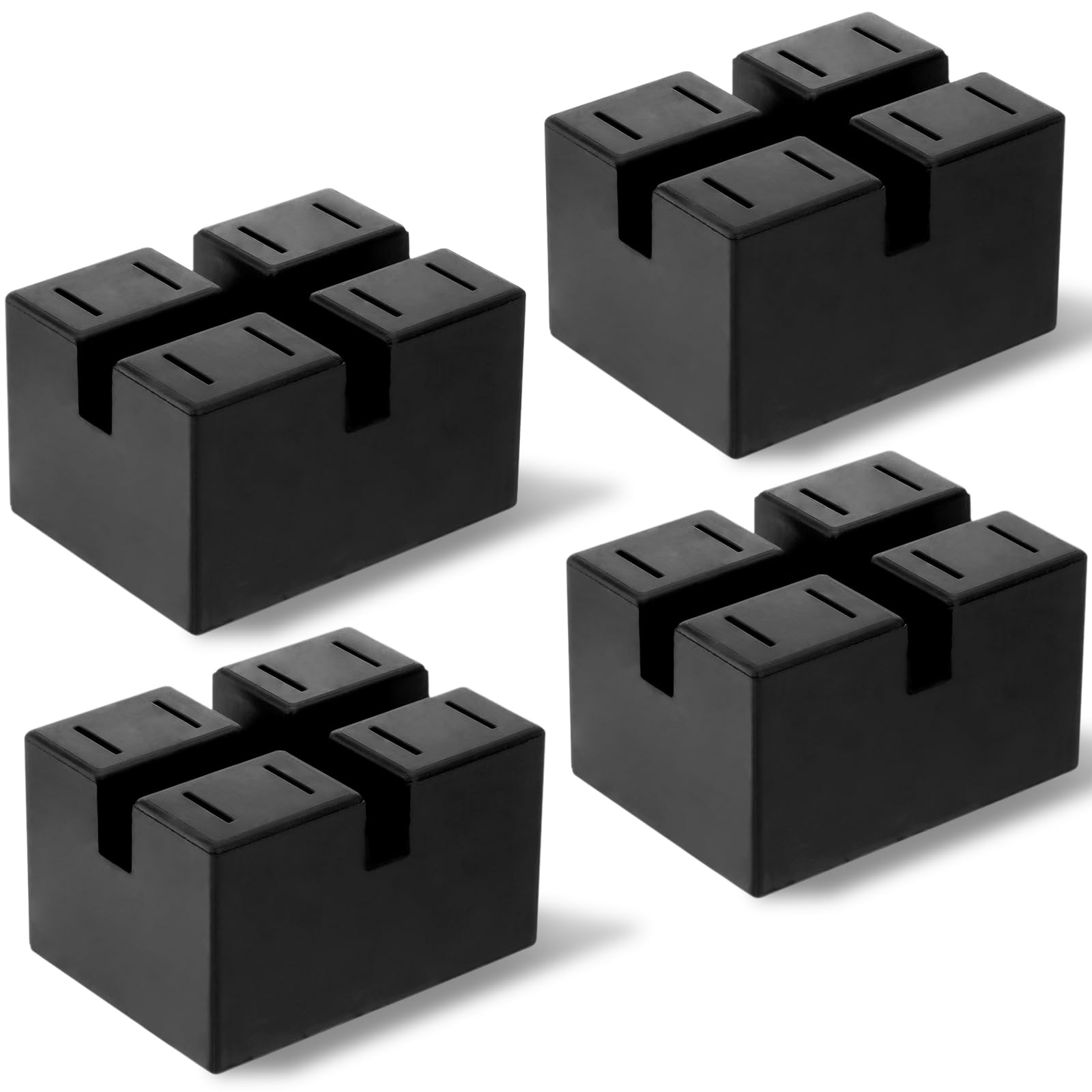 Photo 1 of Racewill 4 Pack Pinch-Weld Blocks, Solid Rubber Auto Lift Jack Stand Pad, Weld Frame Guide Rail Protector Blocks for Car Lifts, Jacks and Racks, 3 Ton Loading Capacity, 4" x 3" x 2-2/5"