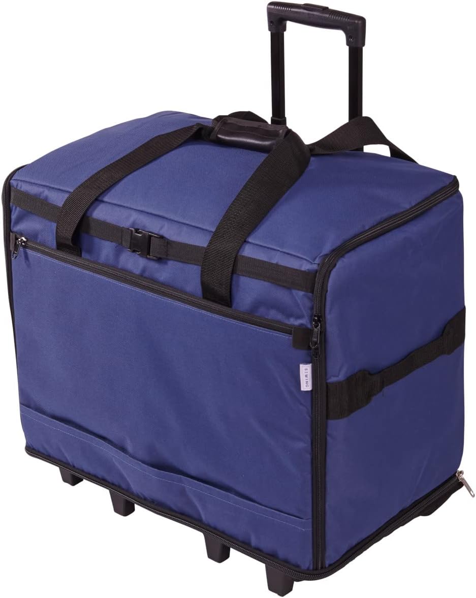 Extra Large Sewing Machine Trolley Bag on Wheels in a Durable Navy Blue Fabric, 63 x 43 x 30cm, Birch 006107/NAVY