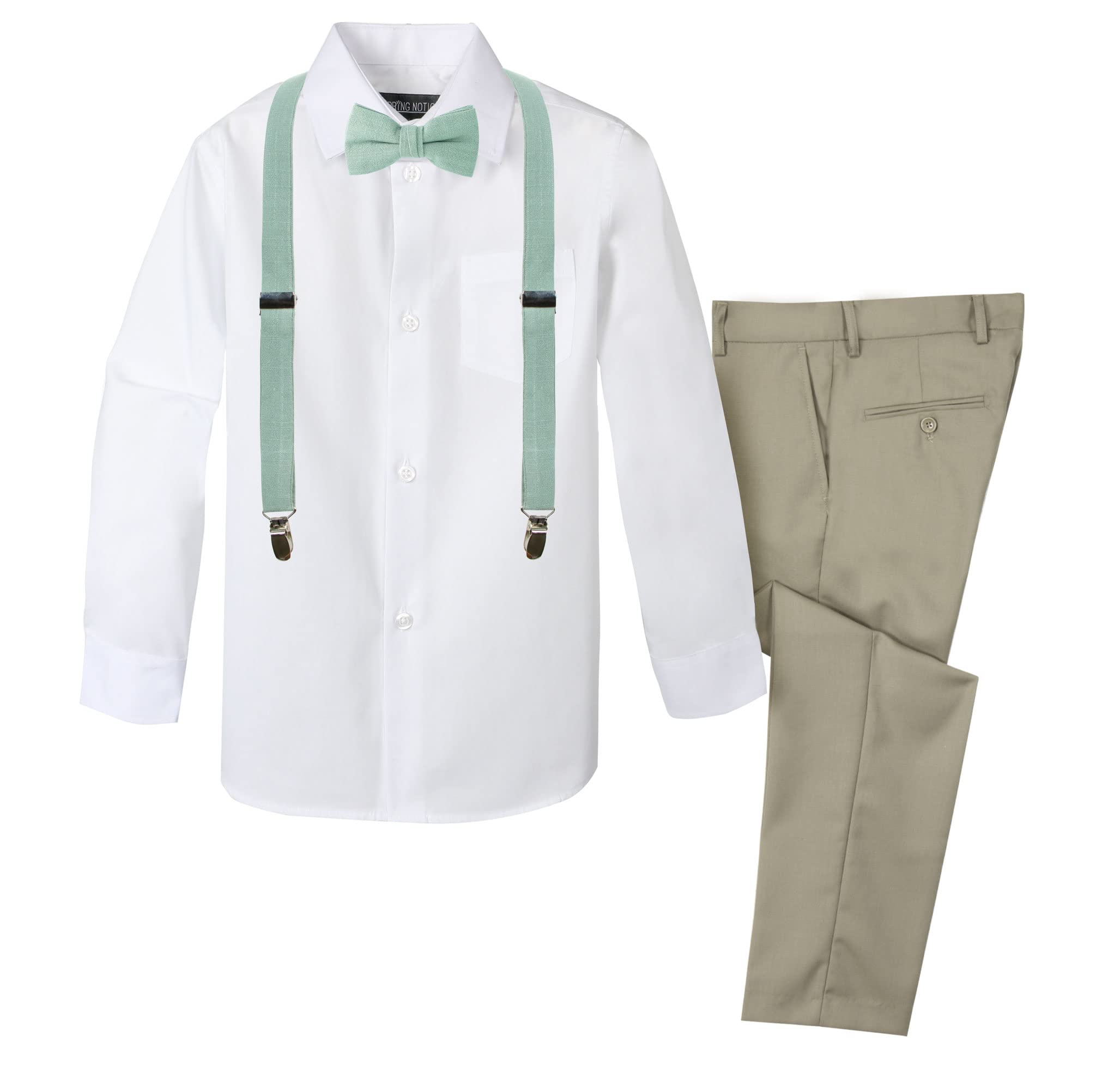 Spring Notion Jungen 4-teiliges Leinen-Hosenträger und Fliege Outfit