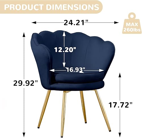 Miniatura 2 de Juego de 2 sillas decorativas, sillas de tocador de terciopelo con respaldo, silla decorativa pequeña moderna de mediados de siglo para sala de