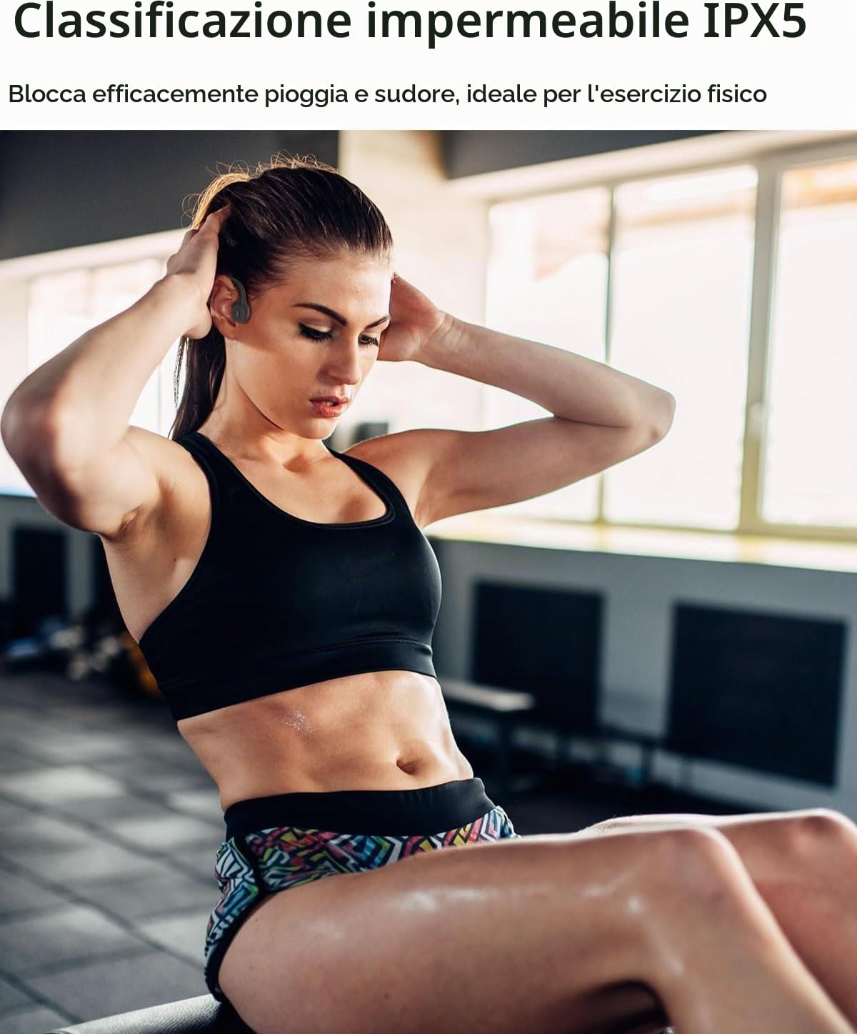ANSTEN Casque Conduction Osseuse Bluetooth, Étanche IPX5(grigio) | Ricarica Rapida USB-C, IPX5 Impermeabile, Cuffie Sportive Open Ear per Running, Sport, Ciclismo e Fitness