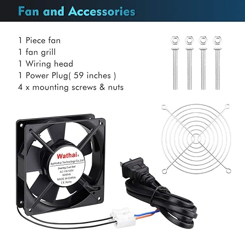 Miniatura 6 de Wathai 4.724 in x 0.984 in AC Power Muffin Axial Fan 110V 120V Bola Dual para Refrigeración de Equipos Electrónicos