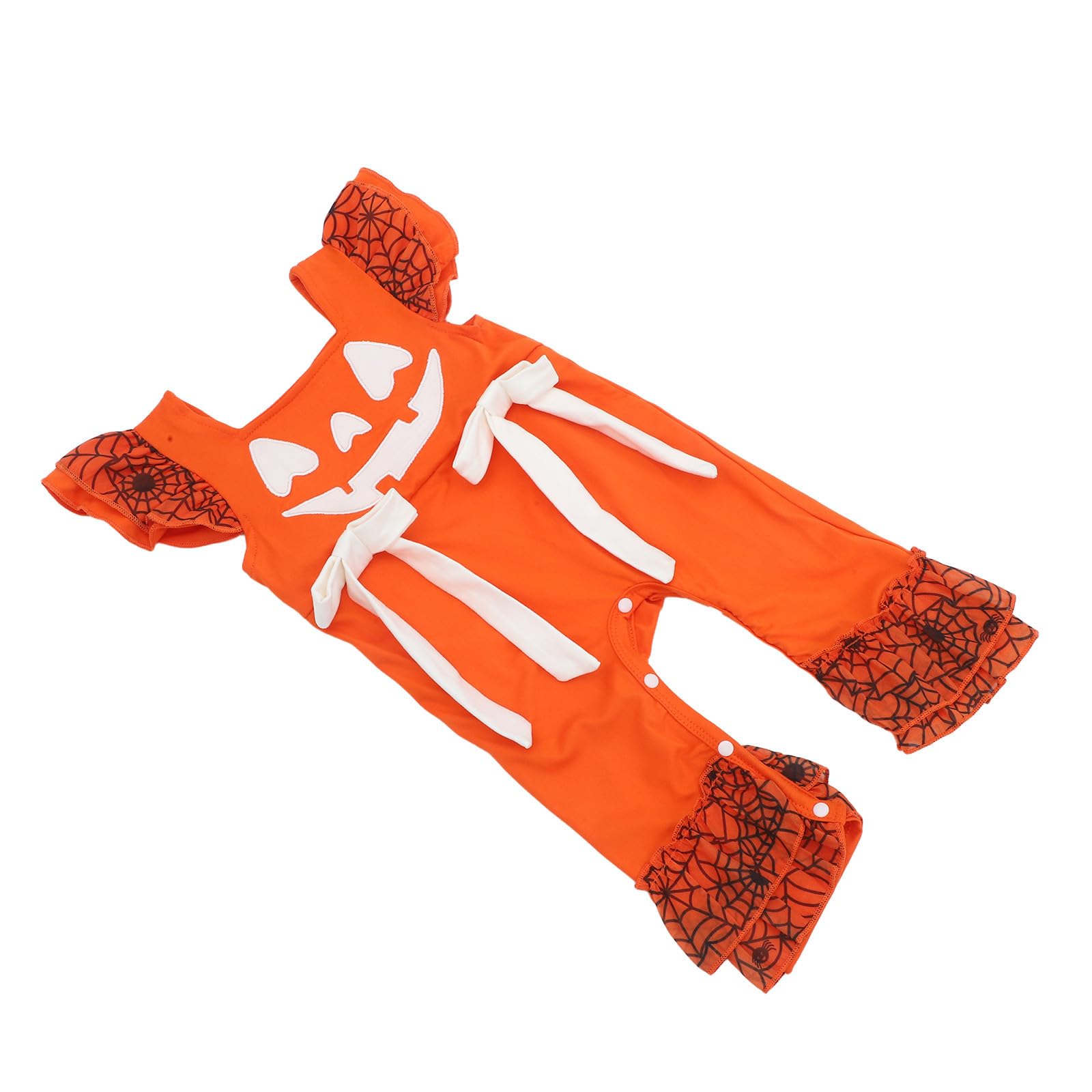 Healeved 3 Pezzi Pagliaccetto Neonata Arancione Stampa Zucca per Halloween Morbido e Traspirante, senza Maniche, per Feste di Halloween 3-6 Mesi