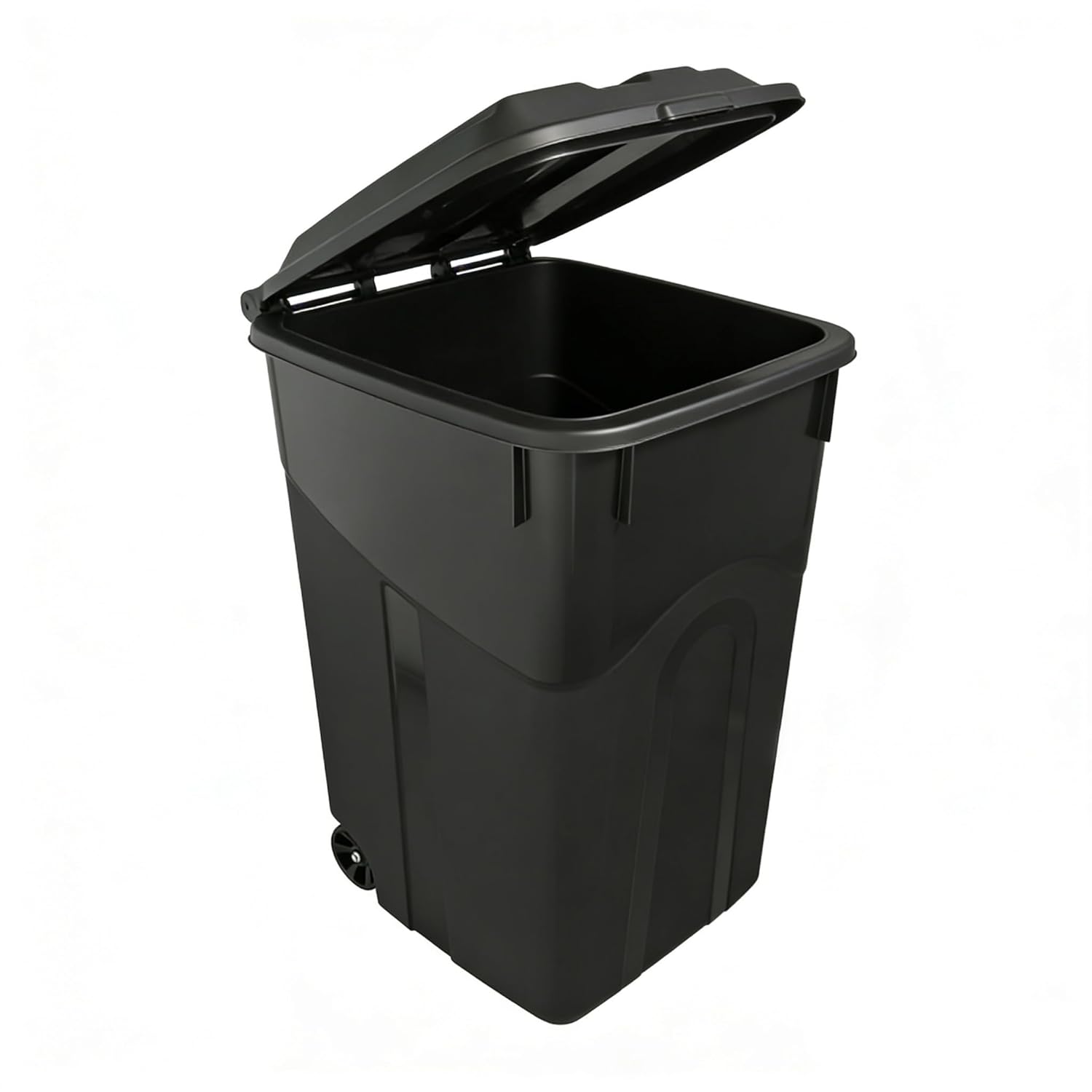 45 Gallon Outdoor Trash Can with Lid, Outdoor Garbage Can with Wheels, Large Plastic Outdoor Trash Can for Kitchen, Garage, Backyard, Front Gate, Black