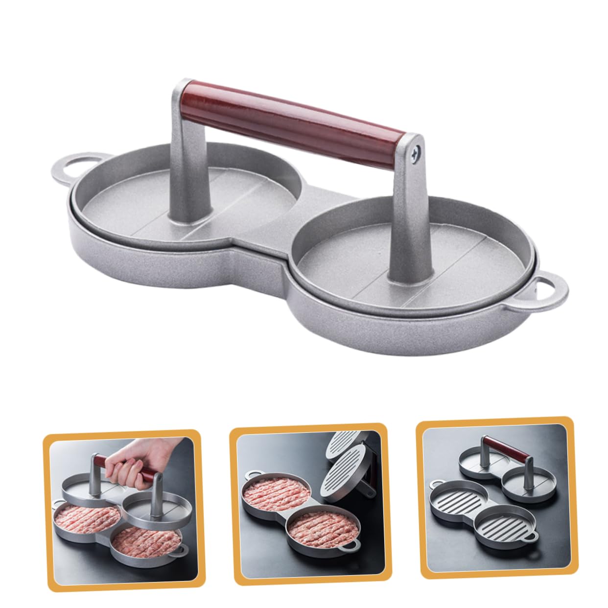 Cabilock Prensa para Hamburguesas de Aleación de Aluminio, Plata | Molde para Prensar Carne, Uso Diy, Diseño Robusto y Fácil de Usar, Accesorio de Cocina
