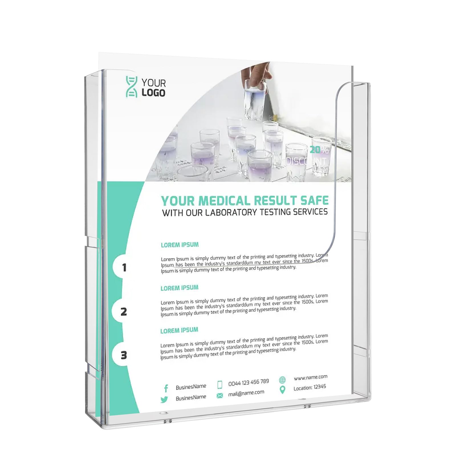 VIDETOL Pack Of 4 Acrylic Wall Brochure Holders A4, 224 X 42 X