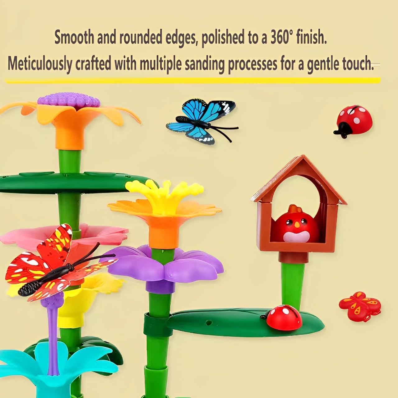 LITTLECUCU Flower Garden Building Toy Set - 192 PCS Kids Garden Toys for 3 Year Old Girls, Creative Construction Toys for 3 Year Olds, Educational STEM Toy for Toddlers Age 3-5 - Image 3