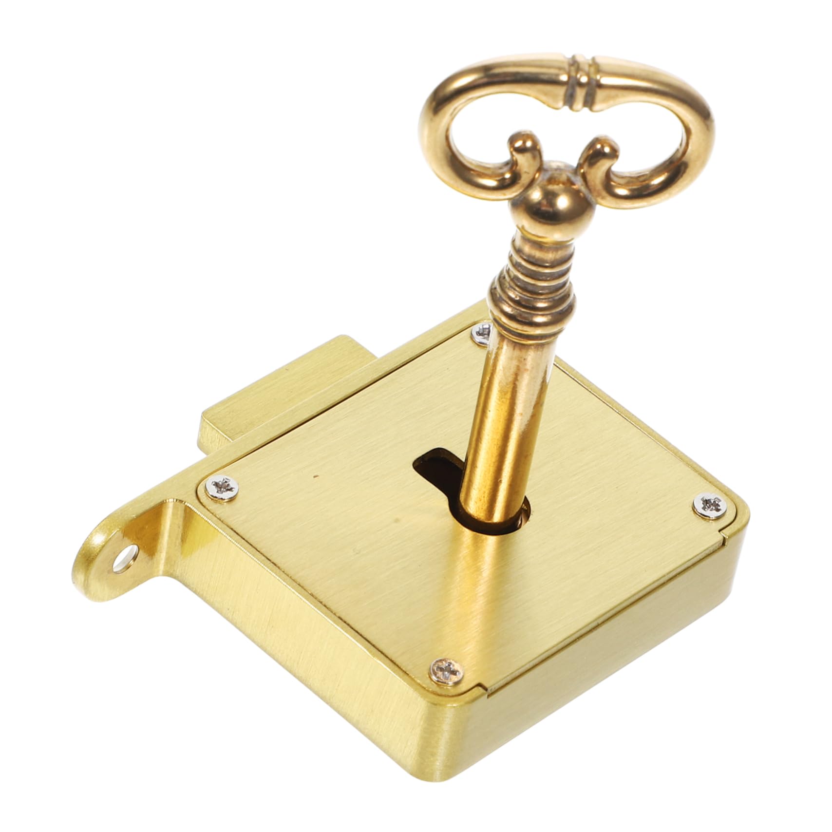 Vintage Schubladenschloss Gold, aus Messing, Quadratisch