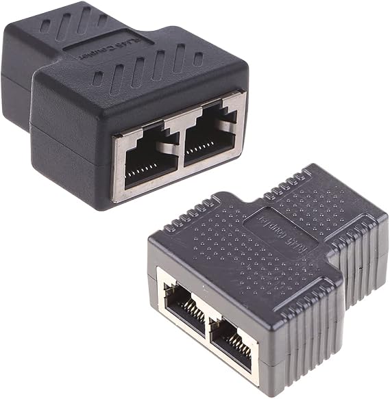 RJ45 Splitter Connector Adapter Network Extender Coupler Female 1 to 2 Ports