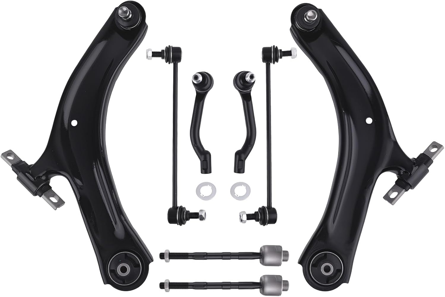maXpeedingrods 8Pcs Front Suspension Kit for Nissan Rogue 2008-2013, Rogue Select 2014-2015, 2 Lower Control Arms with Ball Joint, 2 Sway Bar End Link, 4 Outer & Inner Tie Rods