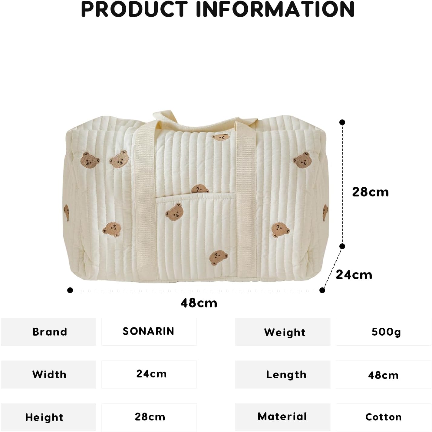 Large Capacity Embroidery Diaper Bag Tote,Lightweight Travel Duffel Bag Messenger Bag Nappy Changing Bag Mummy Bag