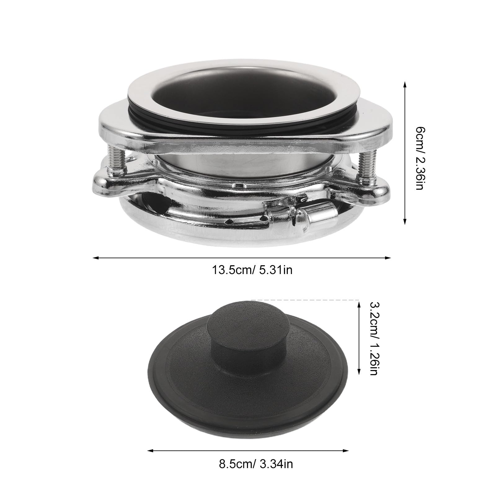 OUNONA Kit de bride pour broyeur d'évier (1 pièce), bride en acier inoxydable pour broyeur de déchets alimentaires, fixation par 3 boulons pour trou d'évacuation d'évier de 3 1/2