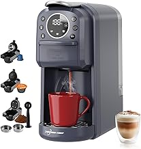 Multi-Capsule Espresso 4in1 Coffee Maker,Single Serve Coffee Machine for Nespresso,Dolce Gusto,ESE Pods & Ground Coffee or Hot Water,Smart & Compact Design in Any Space,20Bar,CM-C05A