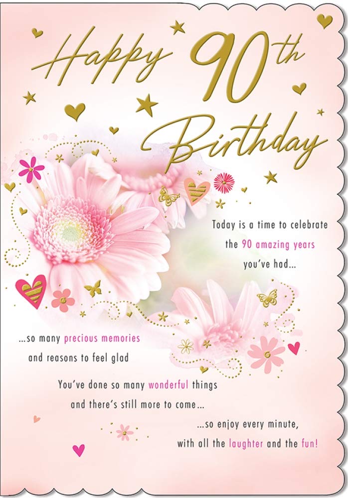 Piccadilly Greetings Traditional Milestone Birthday Card Age 90 F - 9 x 6 inches