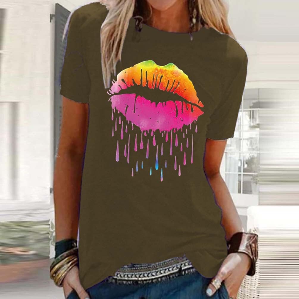 Hauts D'été for Femmes T-Shirt Chemisier T-Shirt À Manches Courtes avec Col Rond Filles Pull Chemise Lâche Confortable T-Shirts Chemise De Sport S-5XL t Shirt