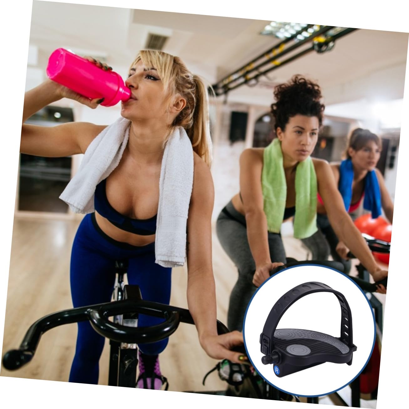 Ciieeo Pedali per Bici con Cinturino Regolabile, Pedali Piattaforma Antiscivolo per Cyclette, Compatibili la Maggior Parte delle Biciclette da Esercizio, Set per Stile Casuale