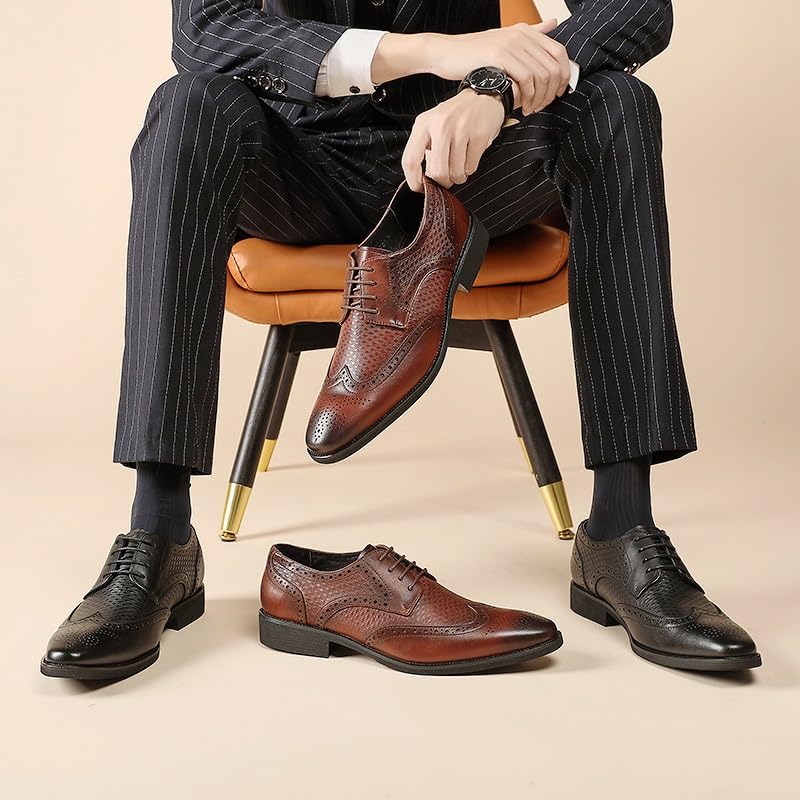 Men's Oxford Lace Up Shoes Soft Bottom Non-Slip British Retro Business Formal Casual Shoes Driving Work Shoes4