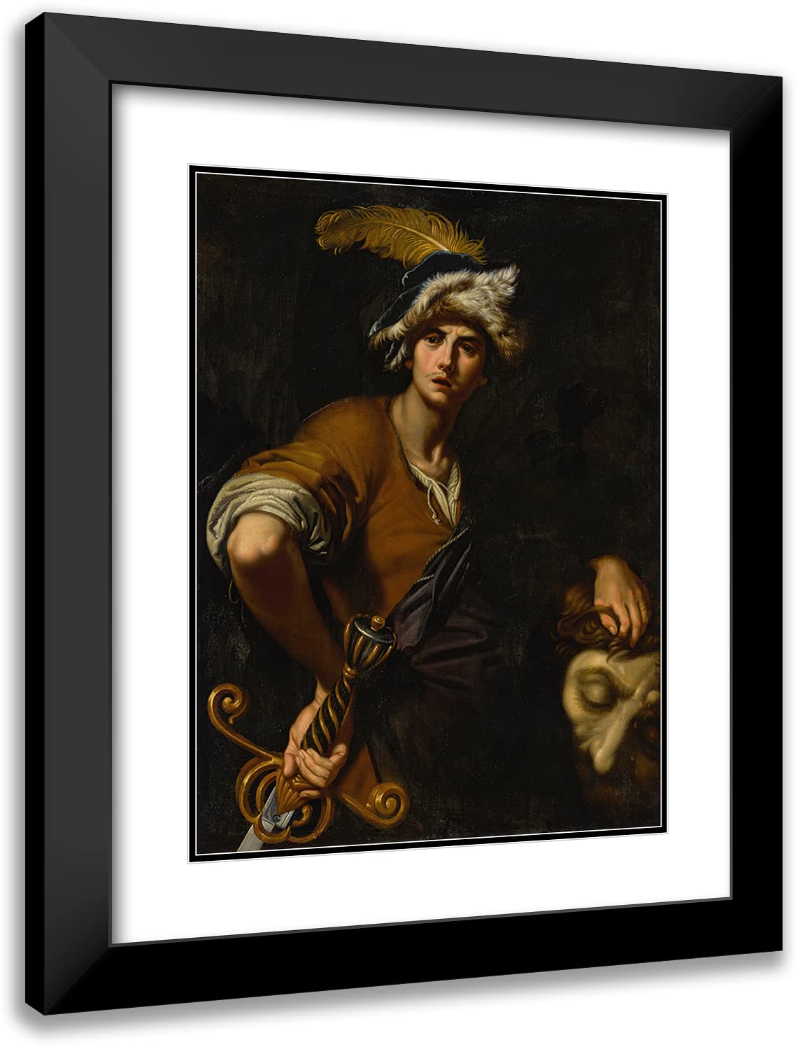 ArtDirectGirolamo Buratti 19x24 Black Modern Frame and Double Matted Museum Art Print Titled - David with the Head of Goliath