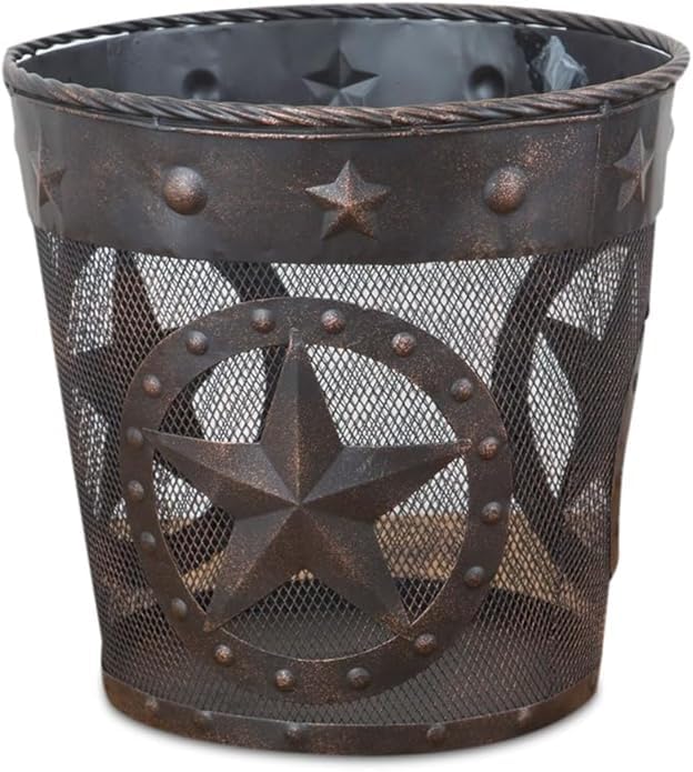 DeLeon Collections Western Star, Rope Trim Metal Wastebasket