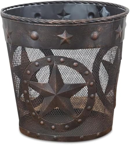 DeLeon Collections Western Star, Rope Trim Metal Wastebasket