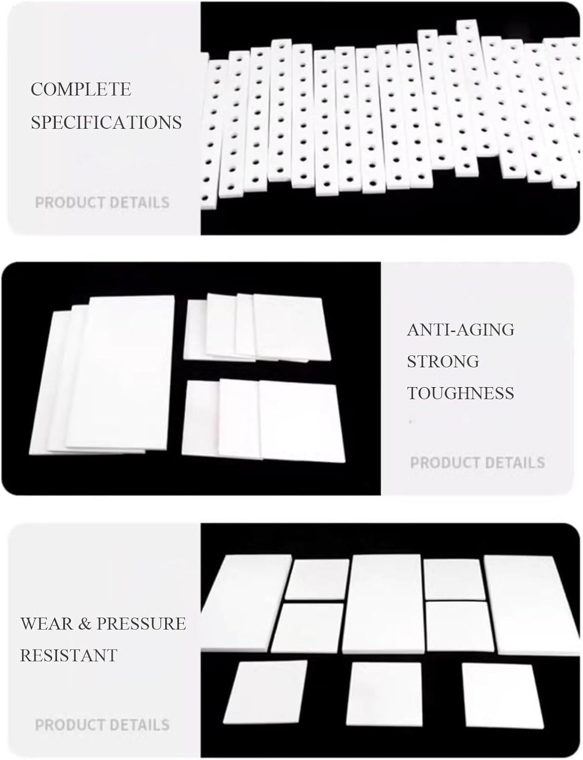 Hoja formable blanca de la película PTFE 250x250m m 3-8m for los artes las juntas DIY(8mm)