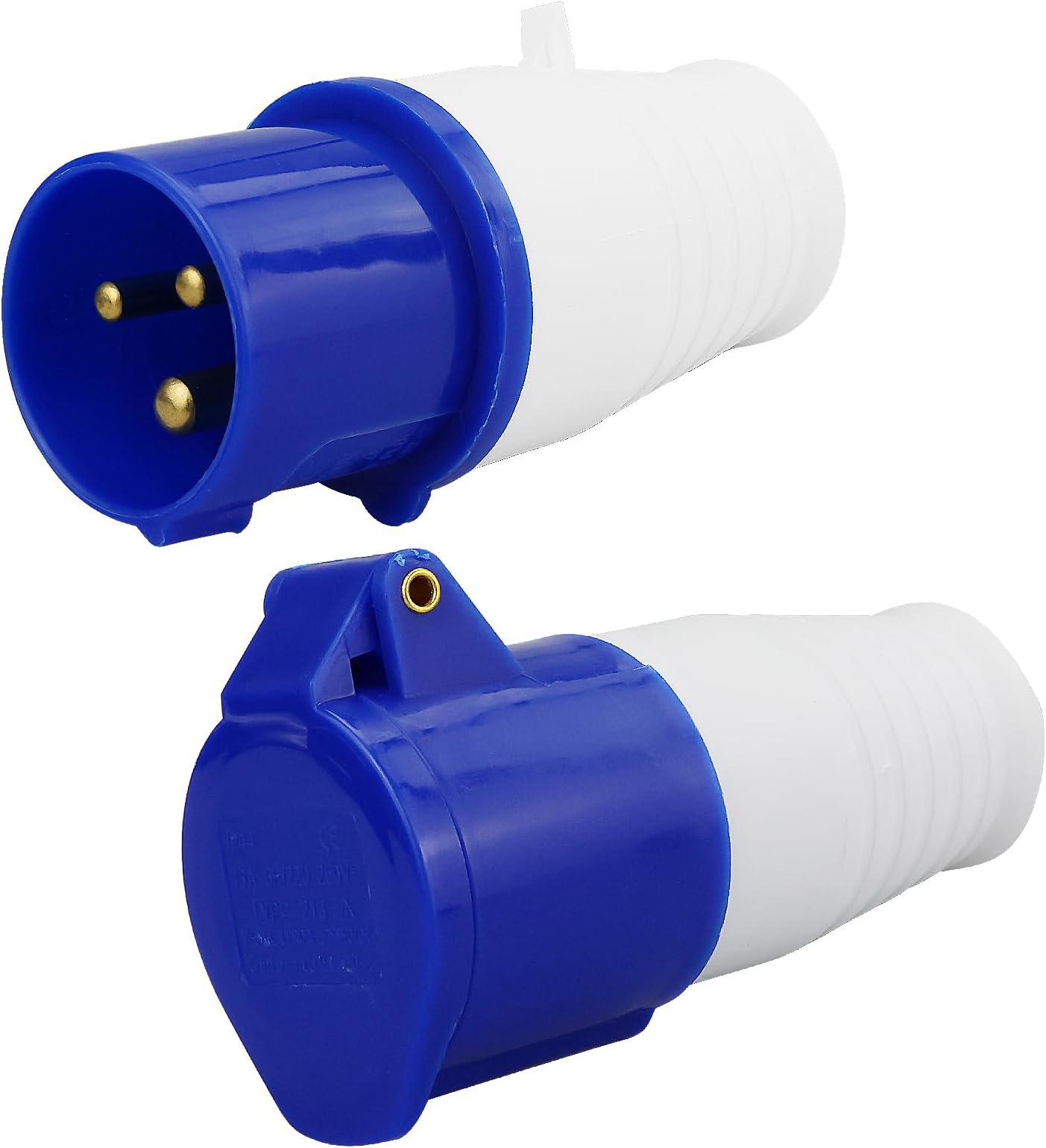 HXMJIED 16A 240V Site Trailing Plug & Socket 230V 16A 3 Pin PCE 240 Volt Blue Hook Up, Weather Proof Industrial Socket, Industrial 16A Plug & Sockets 1 Set (Blue)