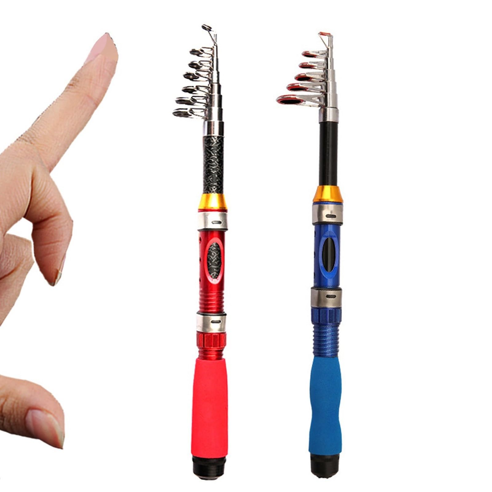 Canna Da Pesca Retrattile In Fibra Di Carbonio - Portatile, 30.5cm Chiusa, Con Anelli Magnetici - Foto 9