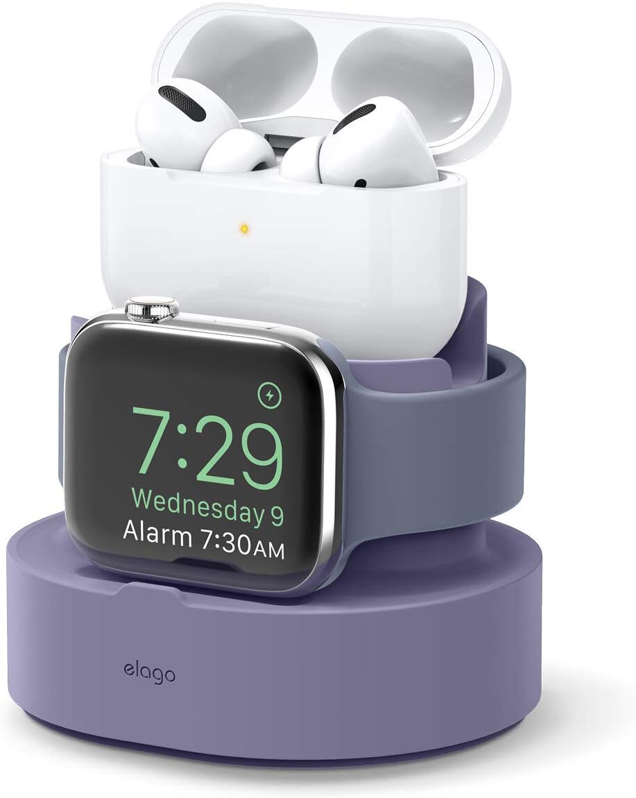 elago 2 in 1 Charging Station for Apple Products, Designed for AirPods 3rd Generation, AirPods Pro 1st & 2nd Generation, iPhone, Apple Watch [Original Cables Required-NOT Included] (Lavender Grey)