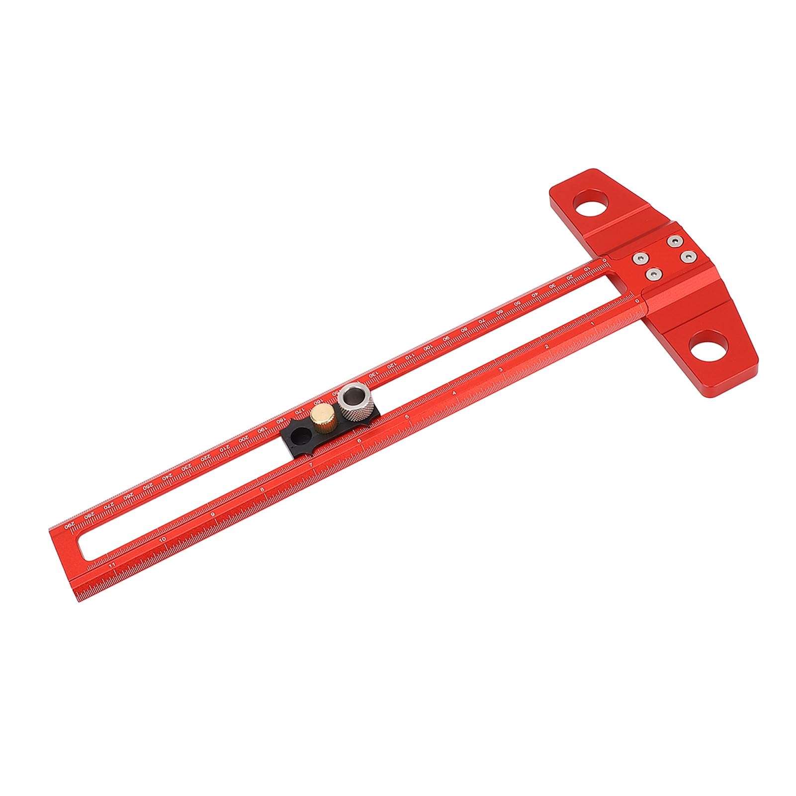 Règle en T 30,5 cm en alliage d'aluminium pour positionnement de perceuse, échelle double métrique et impériale et manchons interchangeables de 6 mm, 8 mm et 10 mm pour