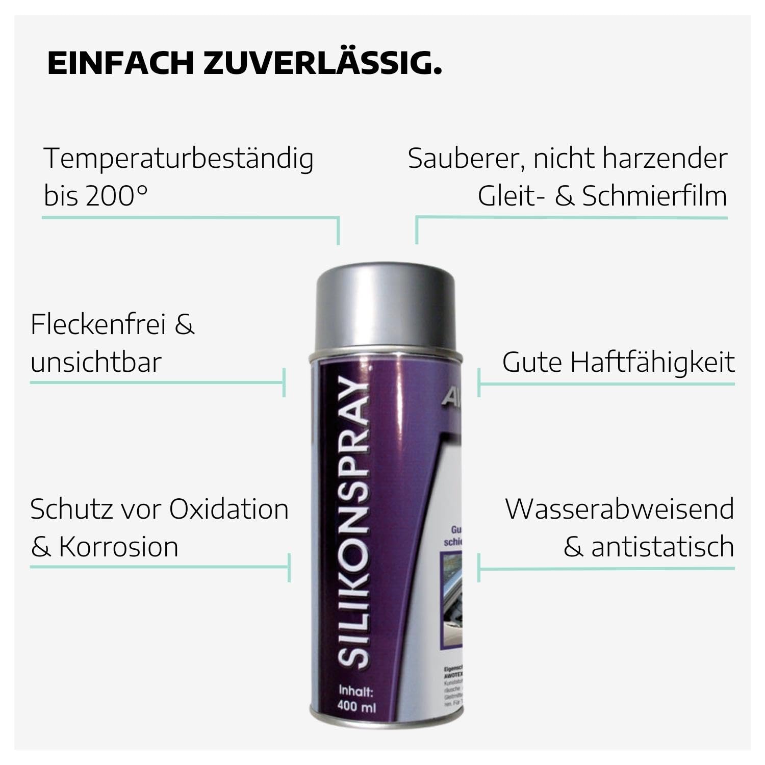 12 x Silikonspray 400 ml I Schutz für Metall, Kunststoff & Gummi I Silikonspray Gleitspray für Schaniere & Gelenke I Silikonspray Auto bis 200°C hitzebeständig I Gummi Spray