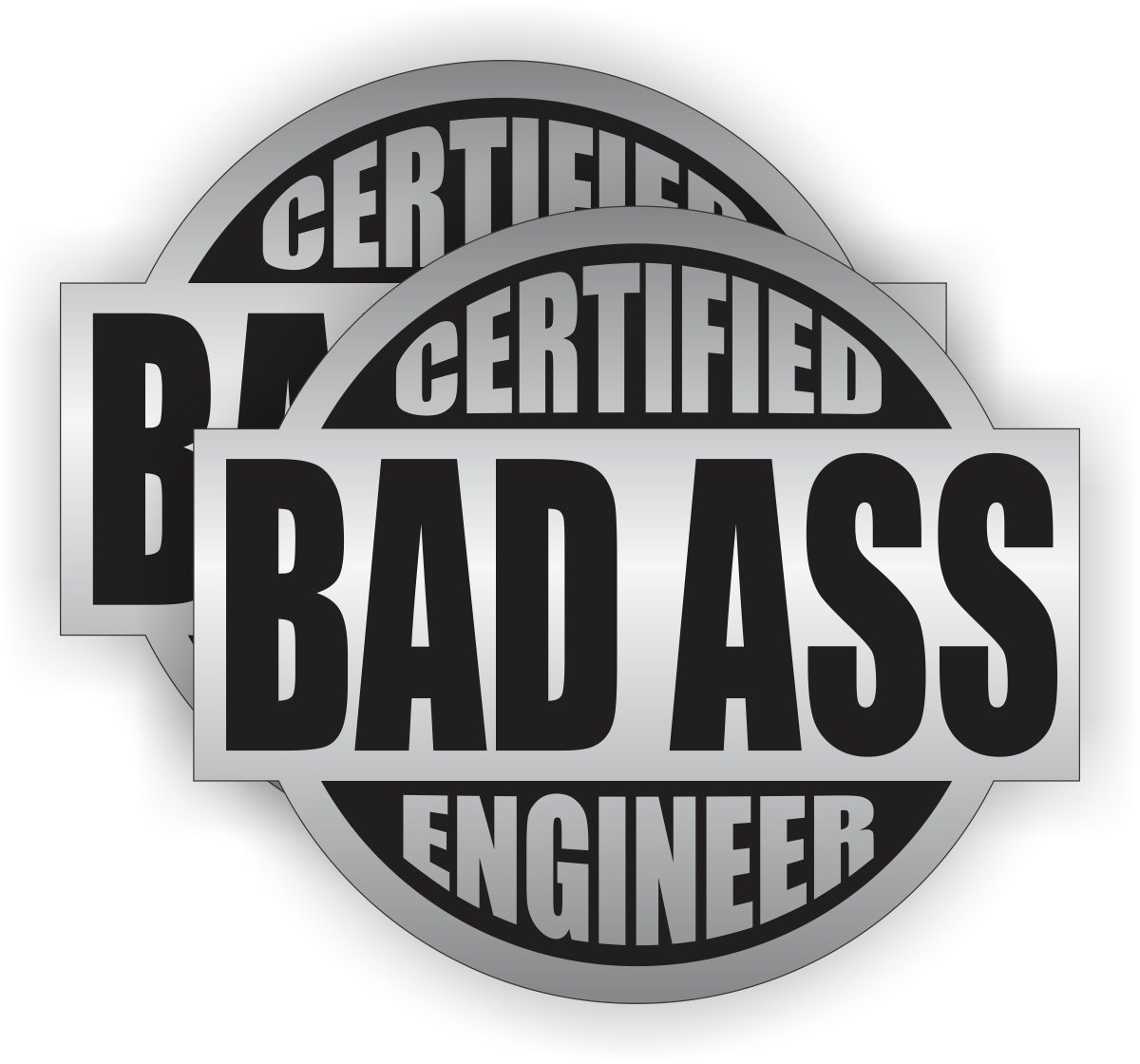 Buy 2x Silver Bad Ass Engineer Hard Hat Stickers Helmet Decals Labels