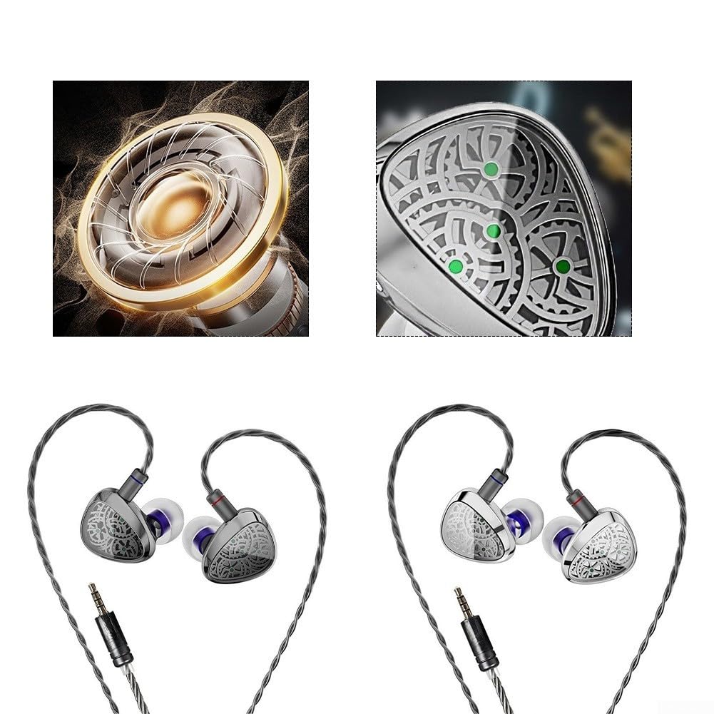 KBEAR Tourbillon-X - Auriculares de alta fidelidad dinámicos de fibra de carbono de 10 mm, con cable, sonido único de alta calidad, audio inmersivo, música para juegos (plata 3.5)