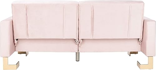 Miniatura 60 de Safavieh Inicio Tribeca Glam Sofá cama plegable de terciopelo azul marino y latón Azul marino/latón,Esmeralda/latón,Rubor /