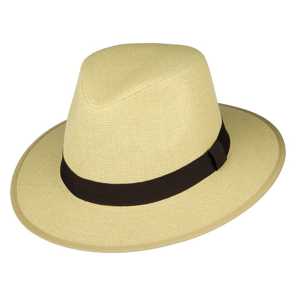 Failsworth Hats Toyo Straw Safari Fedora Hat - Tan XL