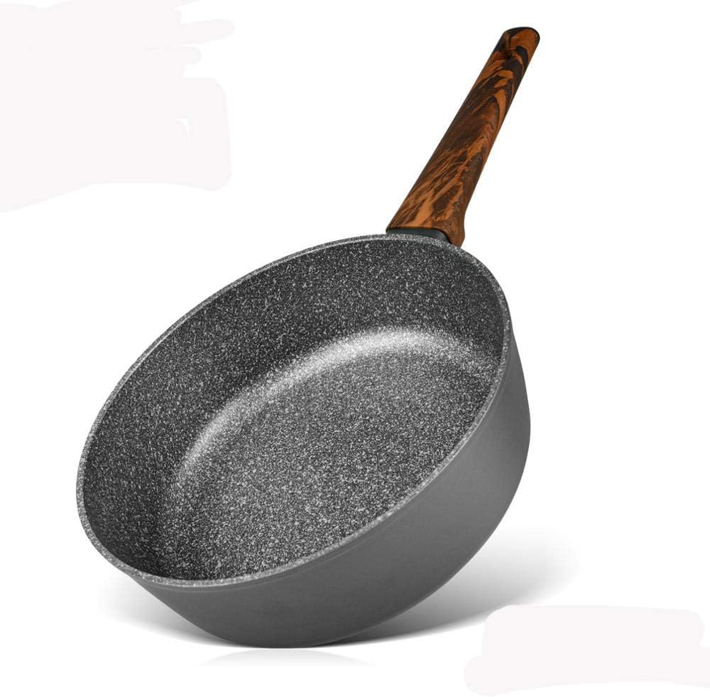 Non-Stick Pan Frying Pan Stone Pan Non-Stick Pan Frying Pan Omelette Pan Series Deep Fry Pan Black Mable Coating Aluminium Induction Cooker (Size : A) (B)