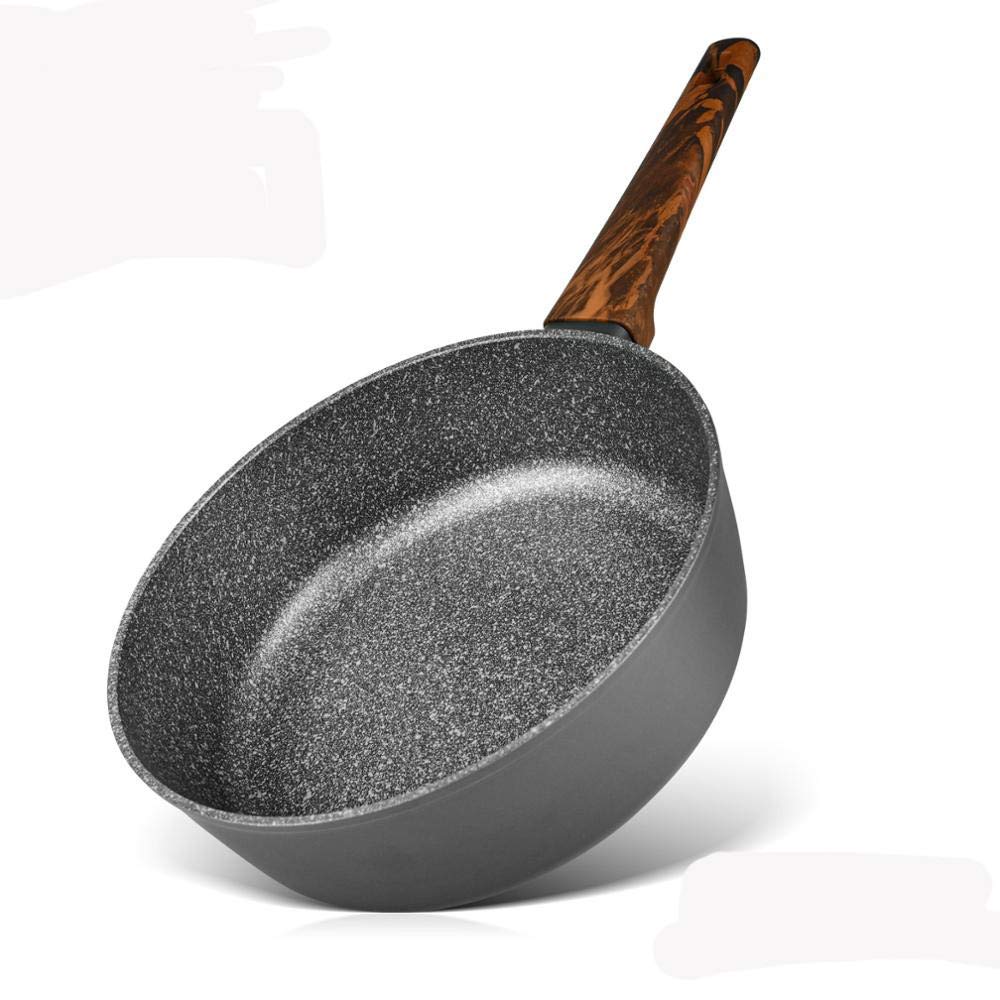 INUUXLG Pot, Pan Frying Pan Stone Pan, Pan Frying Pan Omelette Pan Series Deep Fry Pan Black Mable Coating Induction Cooker/A (Color : A) (B)