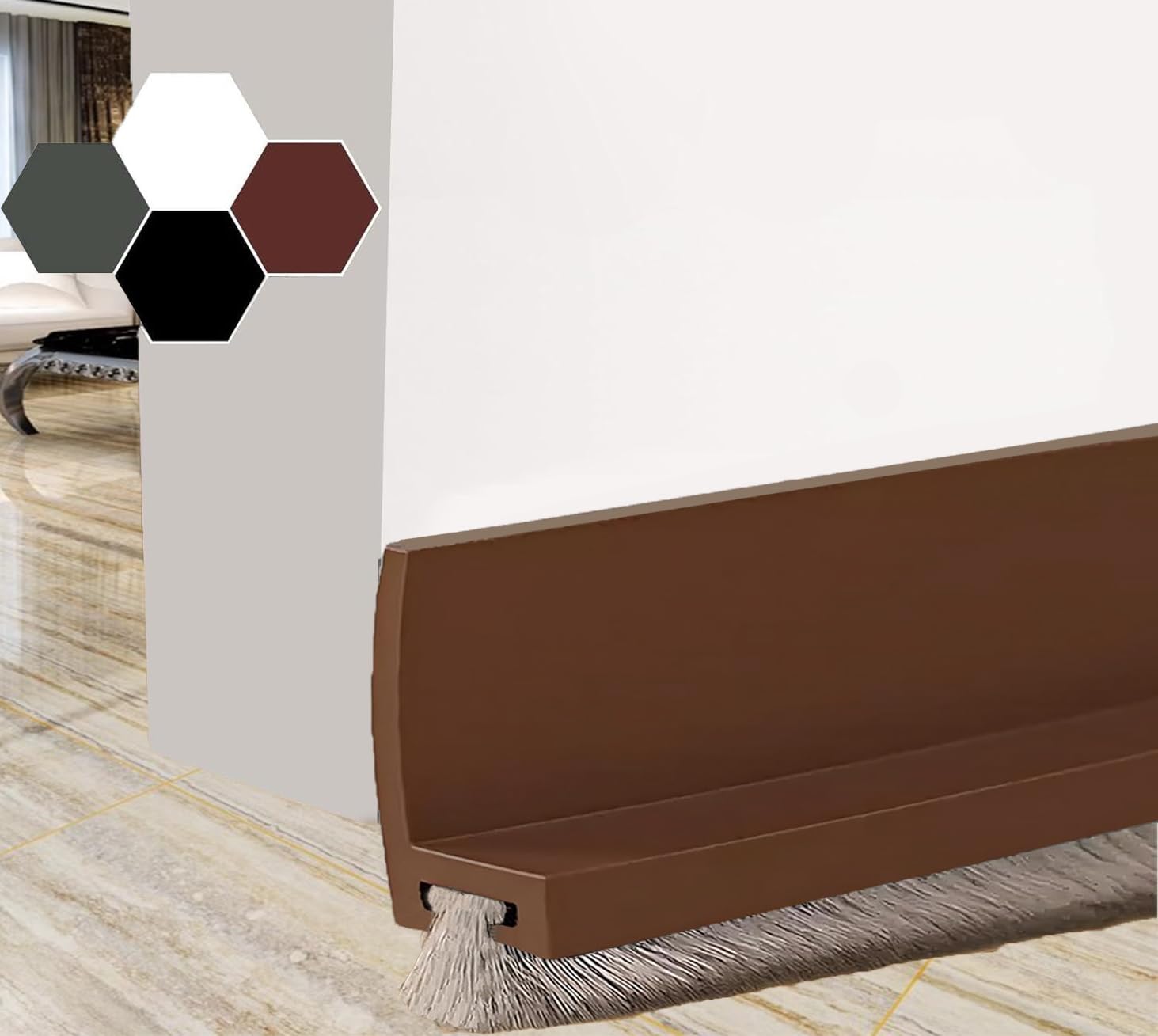 JNEKWOZ 39-inch Door Draft Stopper with Brush - Adhesive Weather Stripping Seal for Exterior/Interior Doors | Under Door Sweep Blocks Drafts, Noise & Dust | Fits 1/4