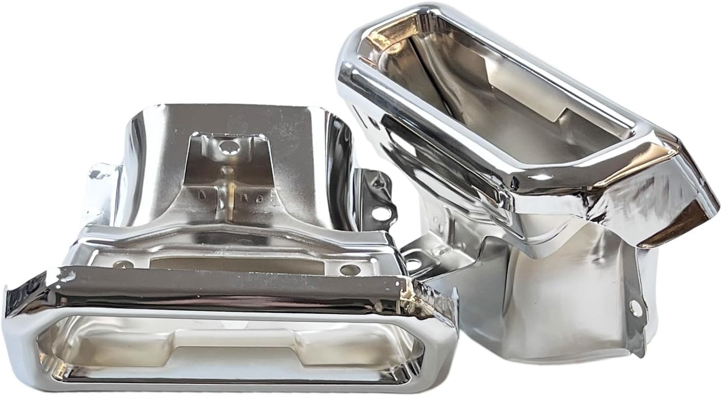 Pair Exhaust Tips Bezels Silver Z059
