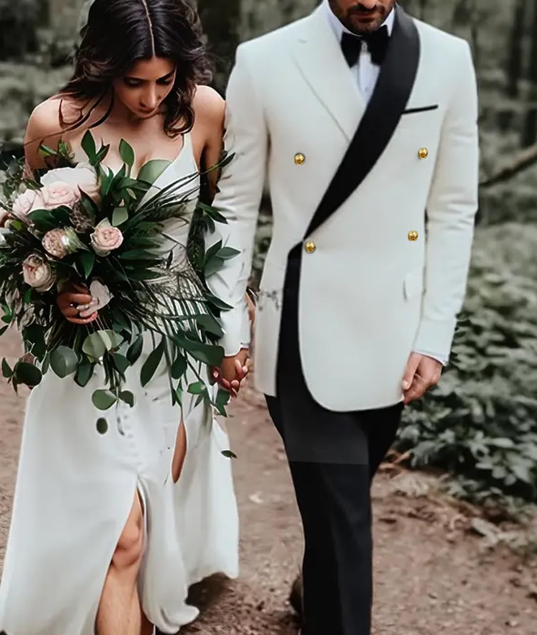 Men's 2 Piece Slim Fit Suit Double Breasted Tuxedo for Men Formal Business Wedding Prom - Image 2