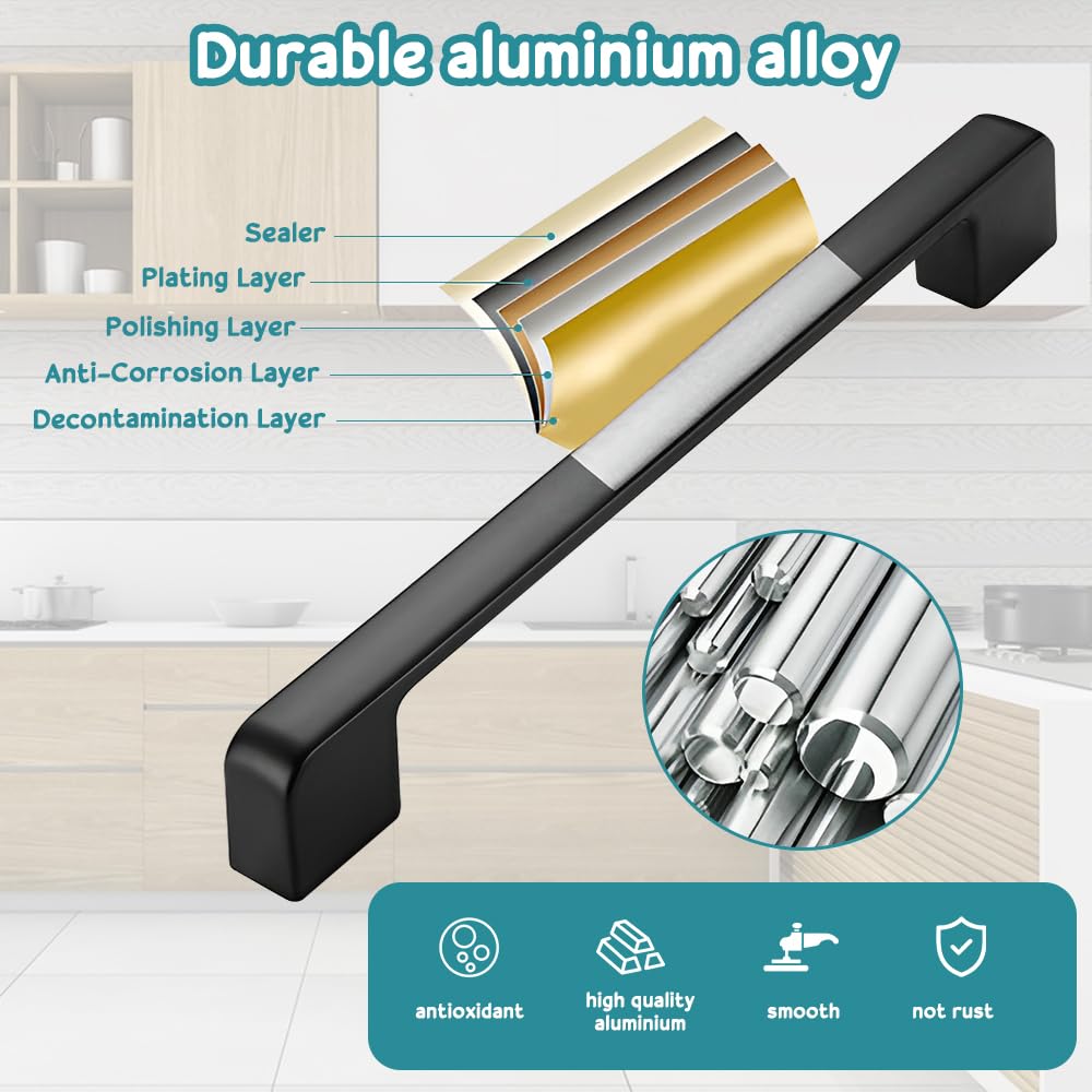 Kast grepen, gatafstand 128 mm, 2 stuks meubelgrepen, aluminiumlegering, geanodiseerde ladegrepen, gatafstand: 96-850 mm, deurgrepen, keukengrepen, zwarte handgrepen voor keukenkasten, 128 mm Kast grepen, gatafstand 128 mm, 2 stuks meubelgrepen, aluminiumlegering, geanodiseerde ladegrepen, gatafstand: 96-850 mm, deurgrepen, keukengrepen, zwarte handgrepen voor keukenkasten, 128 mm