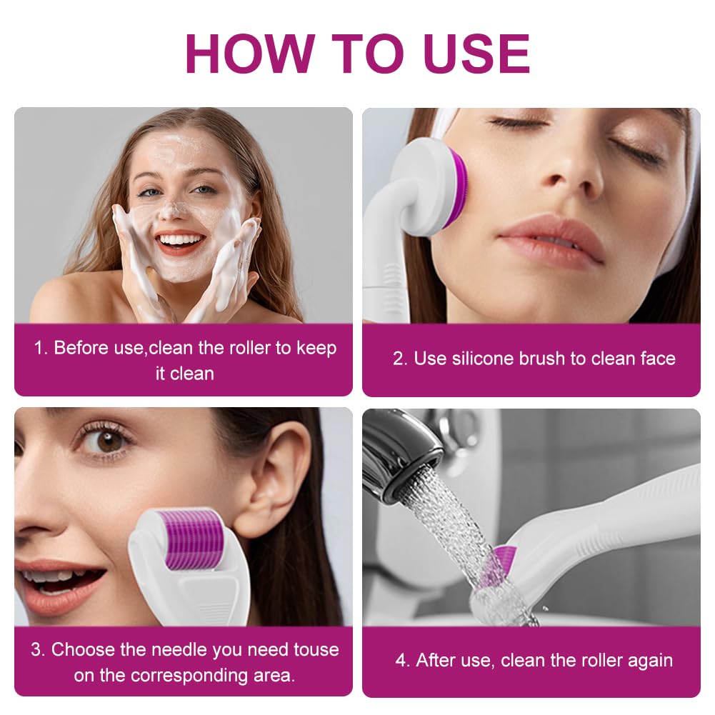 Derma Roller, 6 En 1 Derma Roller 0.5/1/1.5/2mm, Micro Aiguilles Rouleau, Dermaroller Appareil Anti-rides Anti-âge, Retrait de Cicatrice Acne Vergetures, pour Visage Corps Yeux