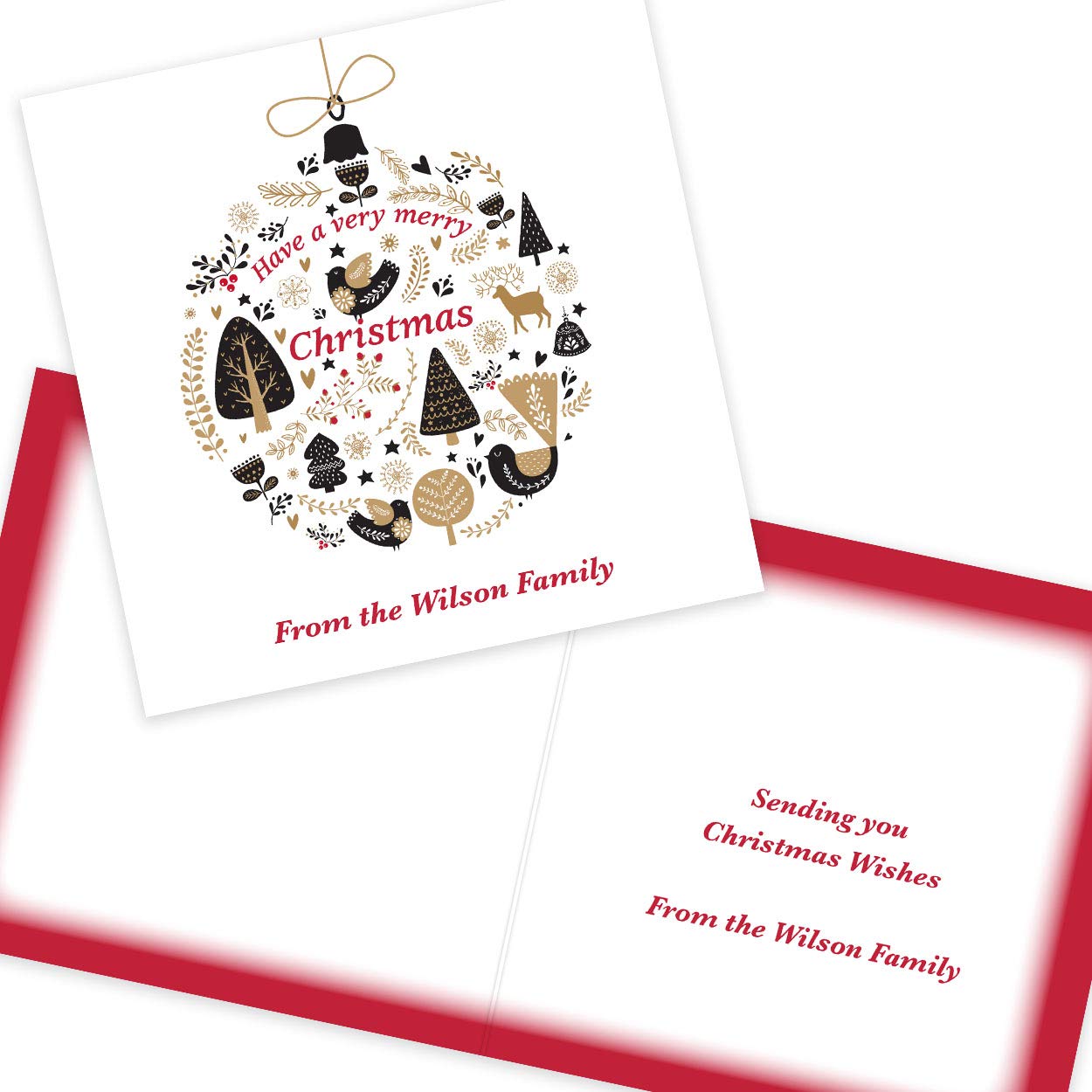 Personalised Christmas Card Packs Write Your Own Easy Custom Message Simple and Elegant Xmas Cards by Paper Themes - Bauble Elements