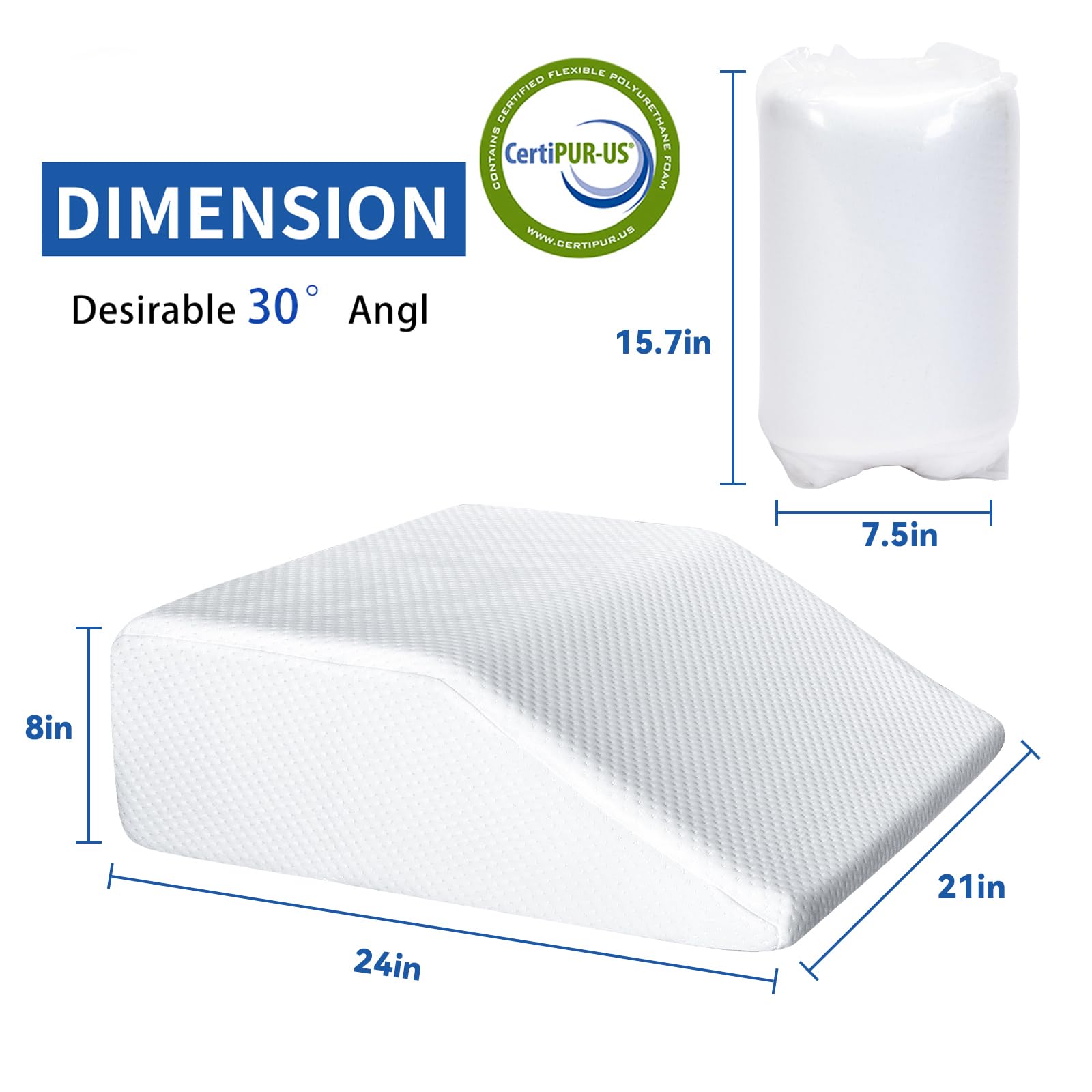 DIBAKO Leg Elevation Pillow with Gel Memory Foam Top, Elevated Leg Rest Pillow for Circulation, Swelling, Relieves Foot, Knee Pain, Foam Bed Wedge Pillow for Legs & Back Support-Washable Cover