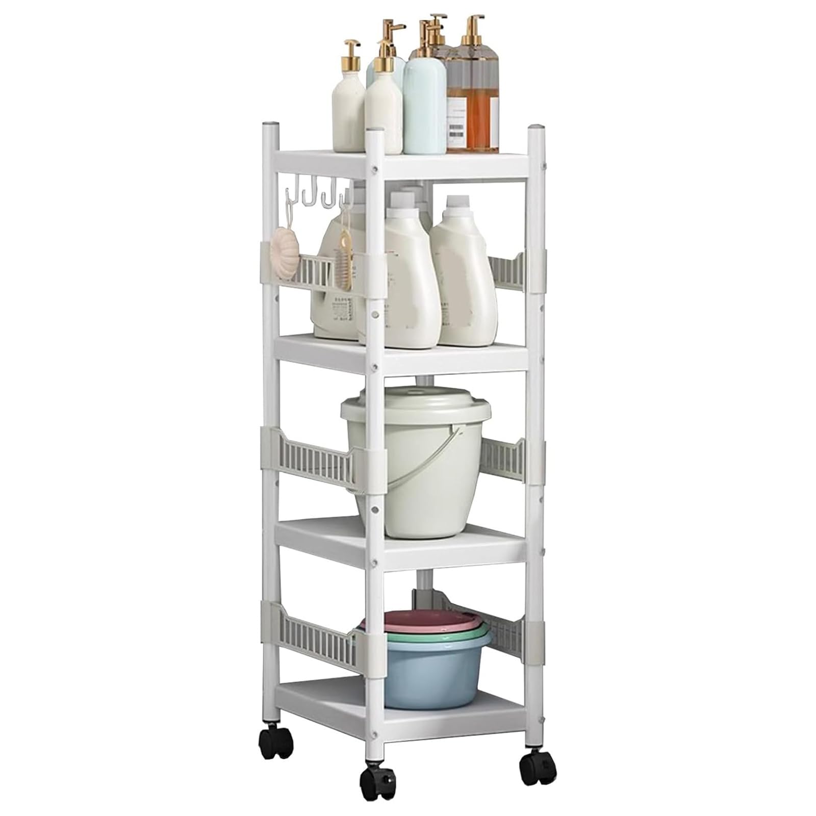 Étagère de salle de bain blanche en métal 45x40x122 cm
