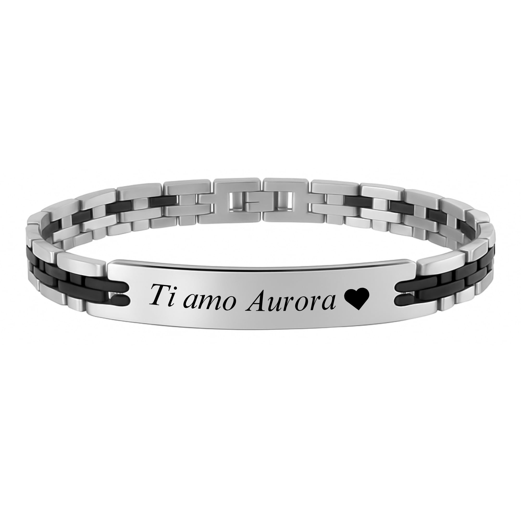 Bracciale Uomo Personalizzato con Incisione – Acciaio Inossidabile – Lunghezza 21 cm, Larghezza 8 mm – Idea Regalo Elegante e Unica - bcc3141