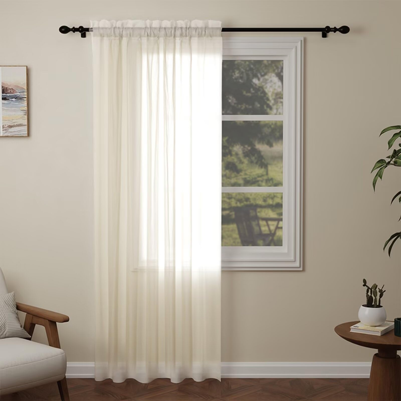 Pacok Beige Voile Curtains