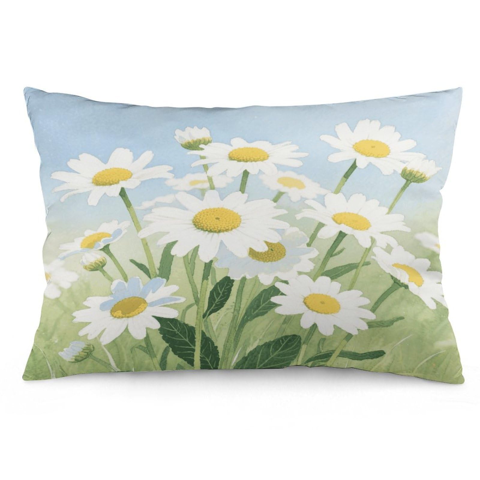 Watercolor Daisy Throw Pillow Cover Soft Pillow Case Decorative Lumbar Pillow Cover Cozy Throw Pillowcase Polyester Rectangular Cushion Case Decor for Couch Sofa Bed