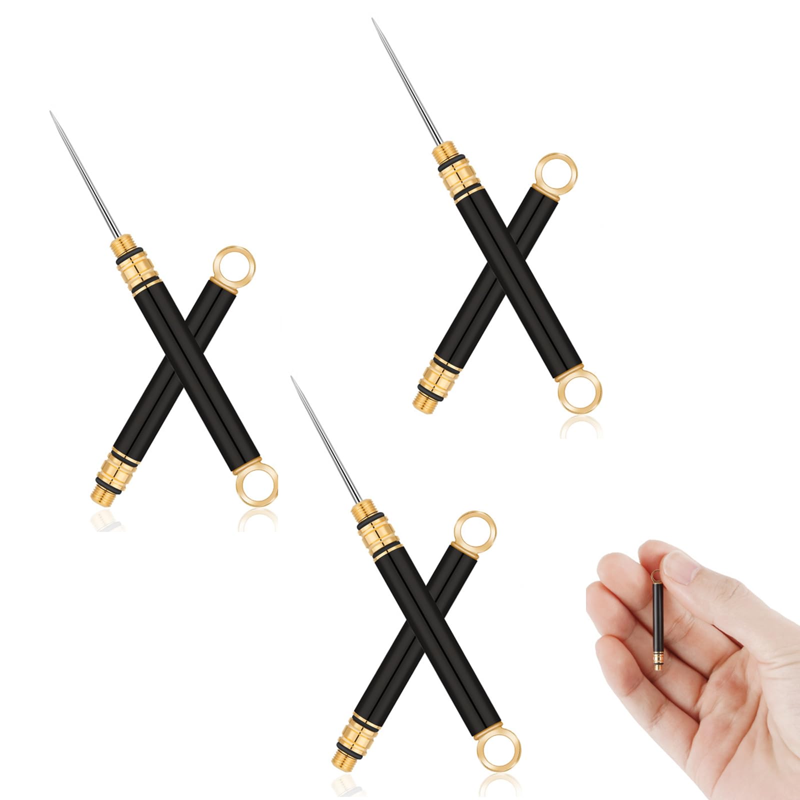 Vokowin 3 PCS Portable Titanium Toothpicks, Metal Toothpick with Protective Holder,Mini Stainless Steel Toothpick, Fruit Picks Reusable Food Fruit Picks for Camping Picnic Toothpicks(K463-3)